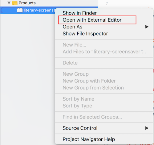 Xcode open with external editor